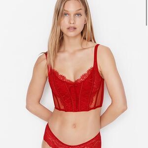 Victoria Secret Dream Angel Unlined Lace-Up Corset Top WHITE S NWT IN PKG‎